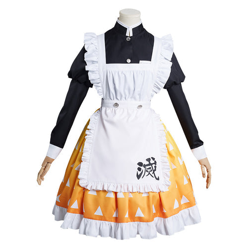 Demon Slayer Agatsuma Zenitsu Maid Halloween Dress Cosplay Costume From Yicosplay