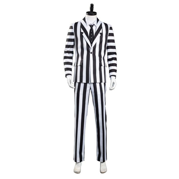 Beetle Black and White Striped Suit Halloween Cosplay Costume From Yicosplay