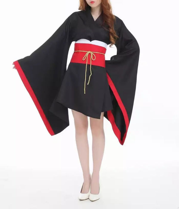 Vocaloid Zatsune Miku Cosplay Costume Female Black Kimono Dress From Yicosplay