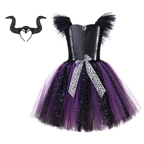 Kids Girls Maleficent Cosplay Costume Headband Outfits Halloween Suit From Yicosplay