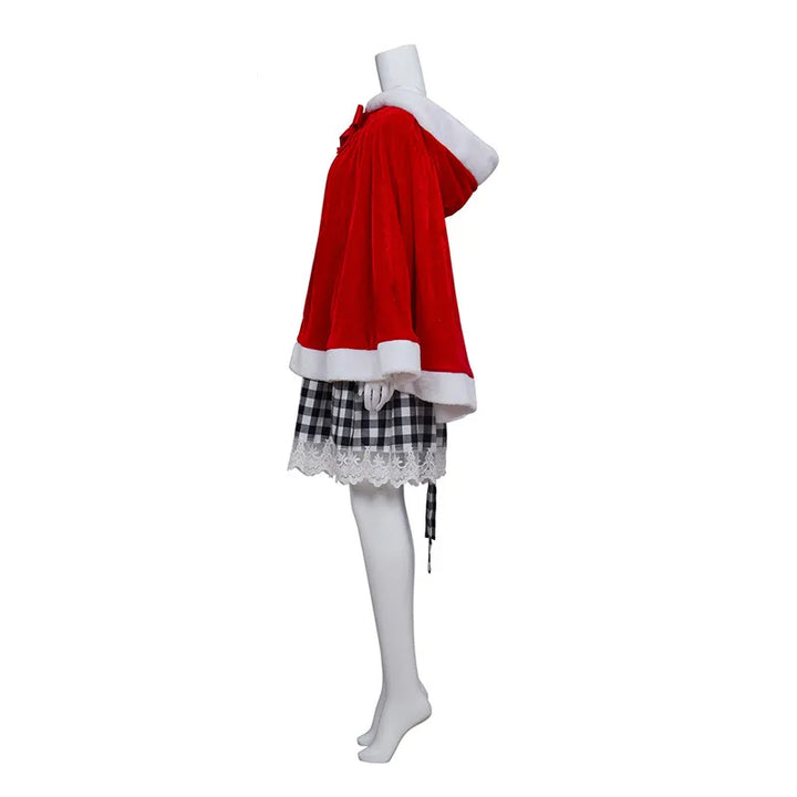 Cindy Lou Who Christmas Outfit Red Plaid Dress Red Cape Cosplay Costume From Yicosplay