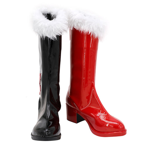 Black and Red Harley Quinn High Heel Cosplay Boots From Yicosplay