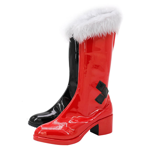 Black and Red Harley Quinn High Heel Cosplay Boots From Yicosplay