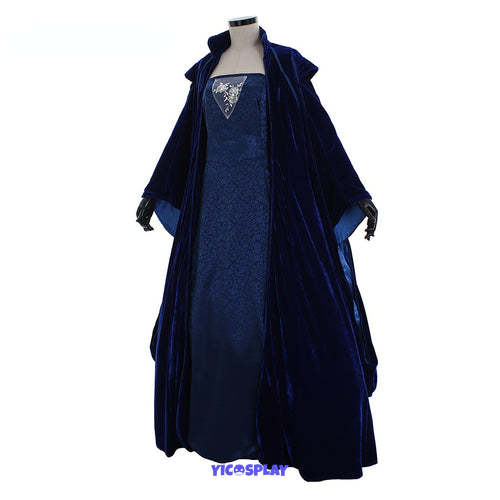 Padme Costume SW Queen Amidala Blue Dress Senate Gown From Yicosplay