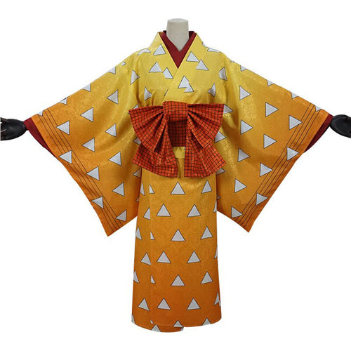 Zenitsu Agatsuma Kimono Outfits Halloween Costume Cosplay Suit From Yicosplay