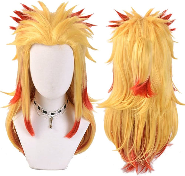 Demon Slayer: Kimetsu No Yaiba Rengoku Kyoujurou Golden Red Cosplay Wig From Yicosplay