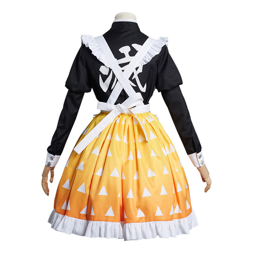 Demon Slayer Agatsuma Zenitsu Maid Halloween Dress Cosplay Costume From Yicosplay