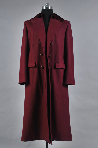 Doctor Who 4th Doctor Plum Red Long Wool Cosplay Coat From Yicosplay