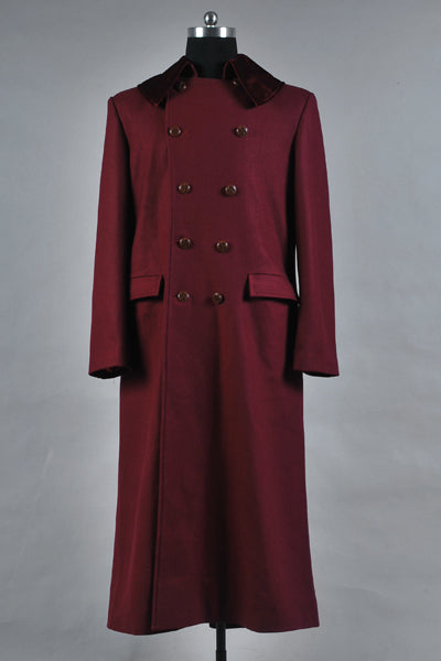 Doctor Who 4th Doctor Plum Red Long Wool Cosplay Coat From Yicosplay