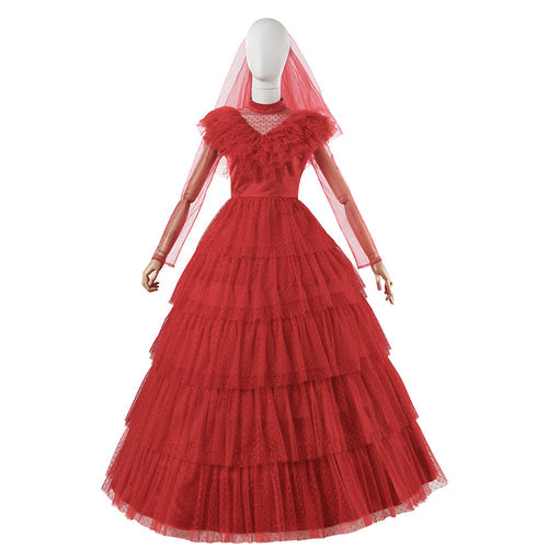 Beetlejuice Lydia Wedding Red Musical Cosplay Dress From Yicosplay