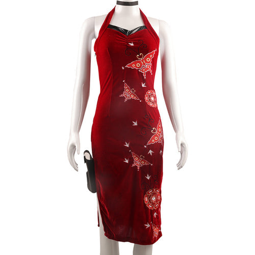 Resident Evil 4 Ada Red Chinese Long Dress Cheongsam From Yicosplay