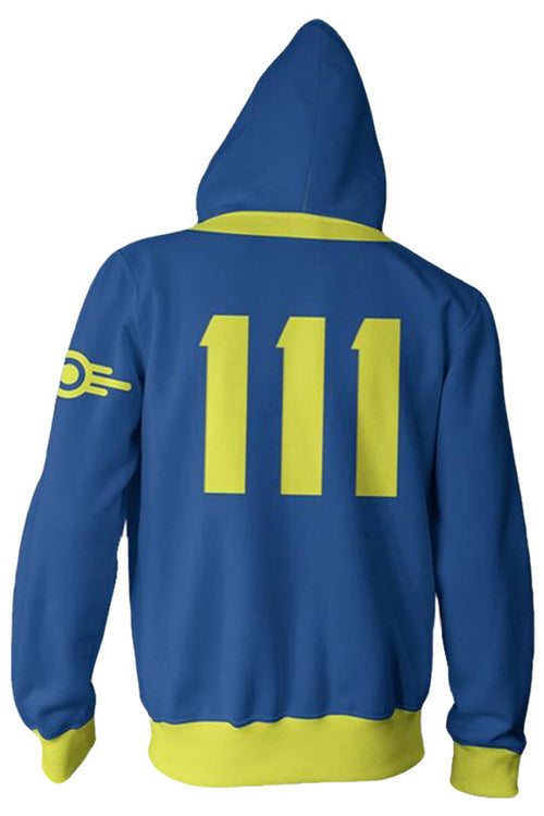 Fallout Vault 111 Zip Up Hoodie Sweatshirt Cosplay Costume From Yicosplay