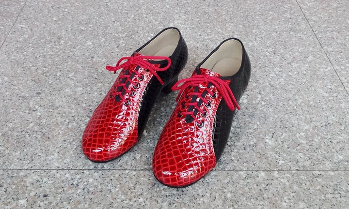 Cyberpunk Red and Black Checkered Leather Shoes From Yicosplay