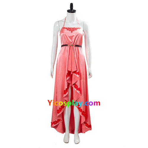 Final Fantasy VII 7 Remake Aerith Wall Market the Honeybee Inn Peach Pink Long Gown Halter Dress Cosplay Costume From Yicosplay