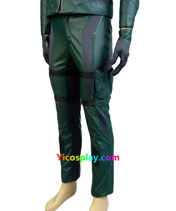 Green Arrow Season 4 S4 Oliver Leather Outfit Halloween Cosplay Costume Suit No Quiver From Yicosplay