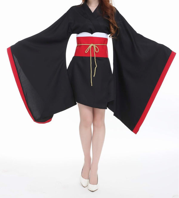 Vocaloid Zatsune Miku Cosplay Costume Female Black Kimono Dress From Yicosplay