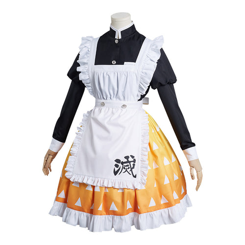 Demon Slayer Agatsuma Zenitsu Maid Halloween Dress Cosplay Costume From Yicosplay