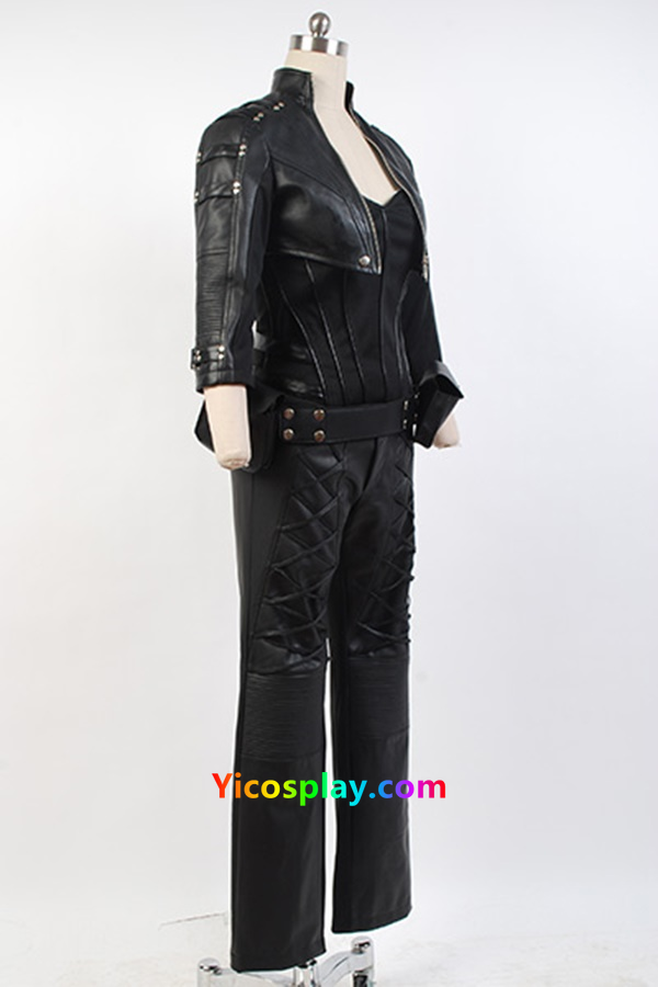 Black Canary Sara Lance Cosplay Costume Artificial Leather Outfit From Yicosplay