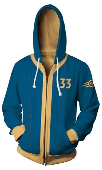 Fallout Vault 33 Zip Up Cosplay Hoodie From Yicosplay