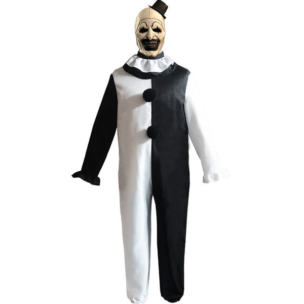 Adult The Terrifier Halloween Costume Half Black Half White Horror Art The Clown Outfit With Mask From Yicosplay