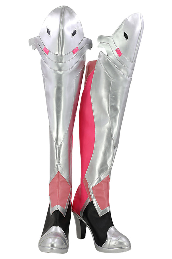 Overwatch OW Pink Mercy Charity Skin Mercy Angela Ziegler Pink Silver Shoes Cosplay Boots From Yicosplay