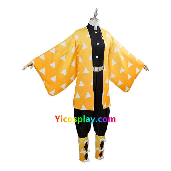 Demon Slayer Zenitsu Agatsuma Halloween Robe Cosplay Costume From Yicosplay