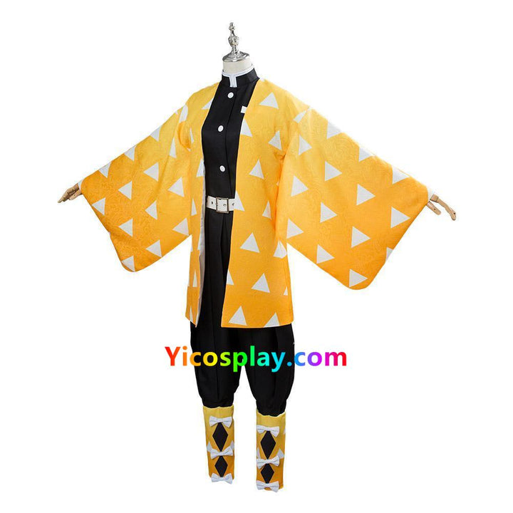 Demon Slayer Zenitsu Agatsuma Halloween Robe Cosplay Costume From Yicosplay