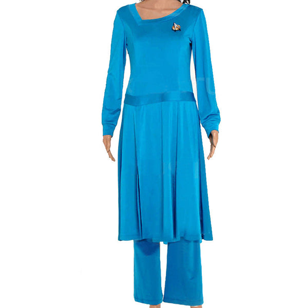 Star Trek Next Generation Deanna Troi Blue Cosplay Dress Halloween Costume From Yicosplay